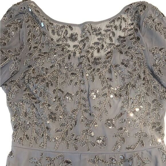 RAGA Icy Princes Gray Silver Beaded Sequined 3/4 Sleeves Dress Size M NWT - Picture 2 of 16